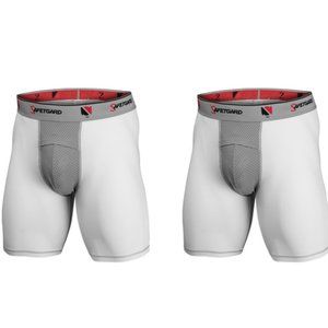 Safe-T-Gard 2 Pack Performance Boxers w/Cage Cup Youth Large 70-115lbs White NWT